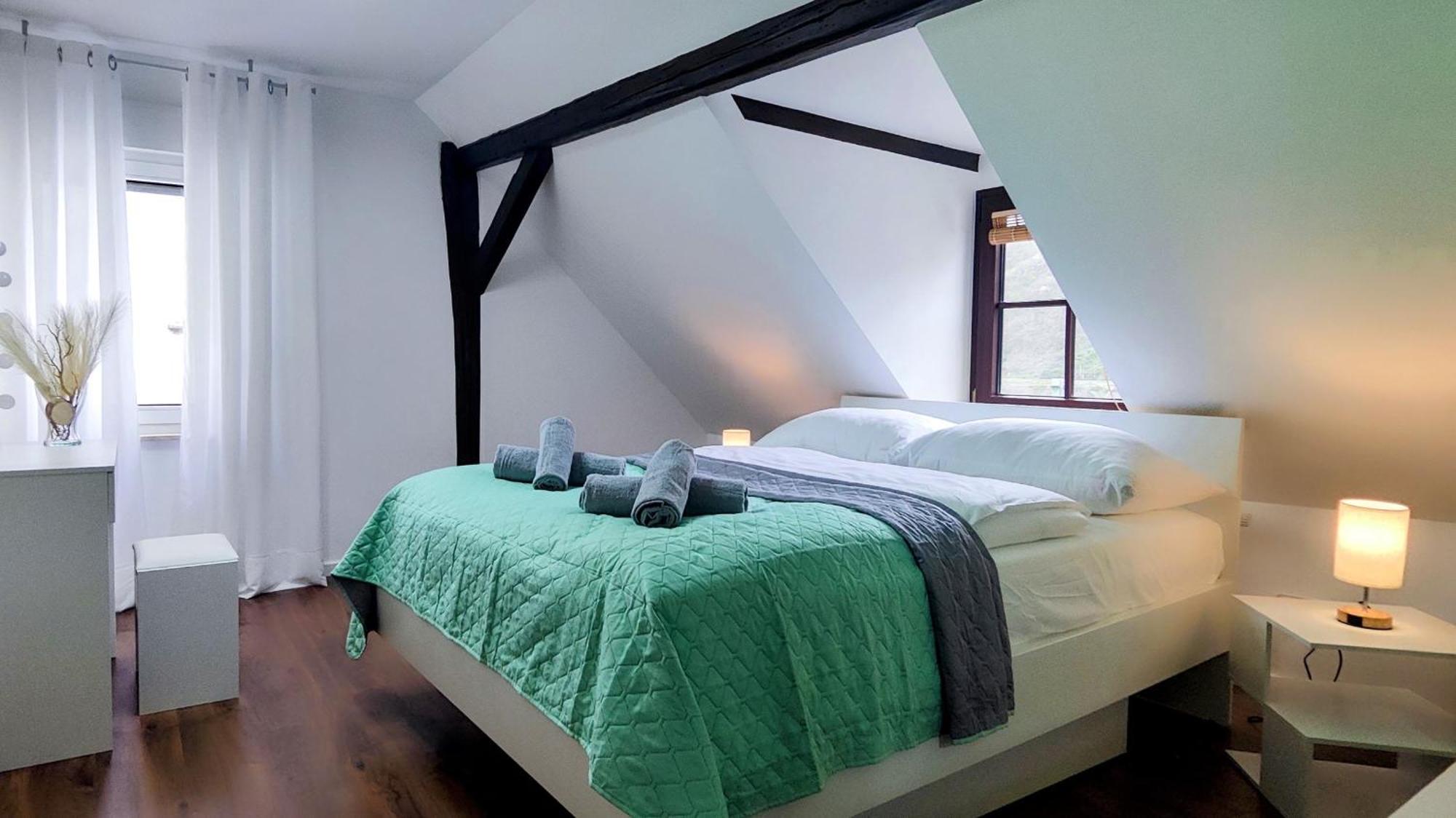Direkt Am Rhein Mit Burgblick Nahe Rheinsteig Bis 8 Personen, 2 Baeder, 4 Zimmer, Kueche, Netflix Apartment Kaub Exterior photo